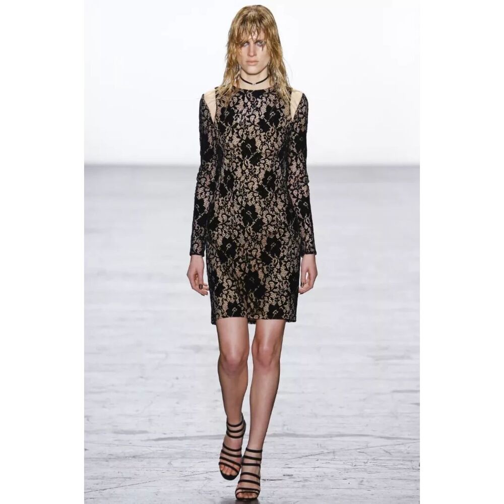 TADASHI SHOJI Runway Tallulah Velvet Lace Illusion Dress - 10